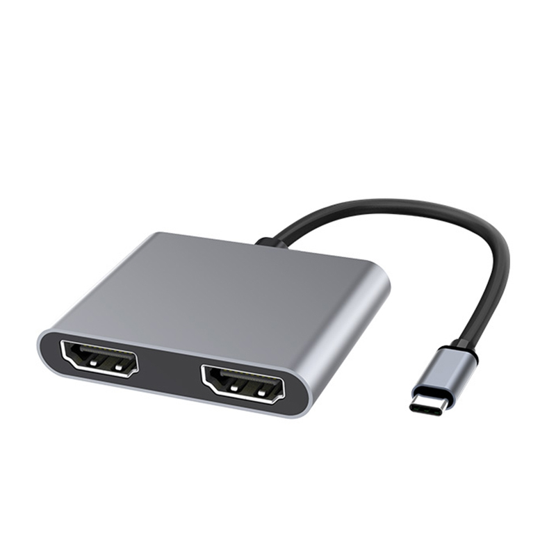 2 in 1 Multifunction USB-C / Type-C to Dual HDMI HUB Docking Station (Grey)_voghion.com