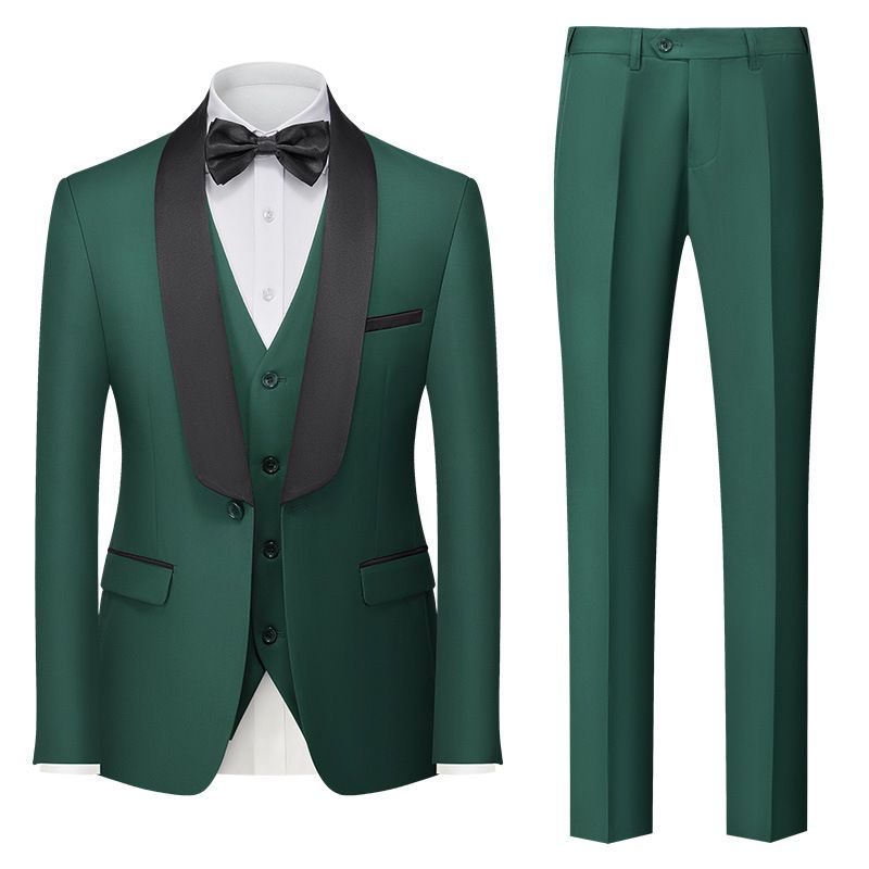Ropa de hombre Traje de esmoquin de tres piezas con doble abertura para hombre_voghion.com