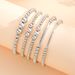 Bracelets Elastic Alloy CCB Round Bead Bracelet 4 Piece Set, Silver Fashion Multi Layer Stackable Jewelry Set_voghion.com