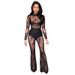 Women's lace see-through sexy nightclub plus size romper_voghion.com