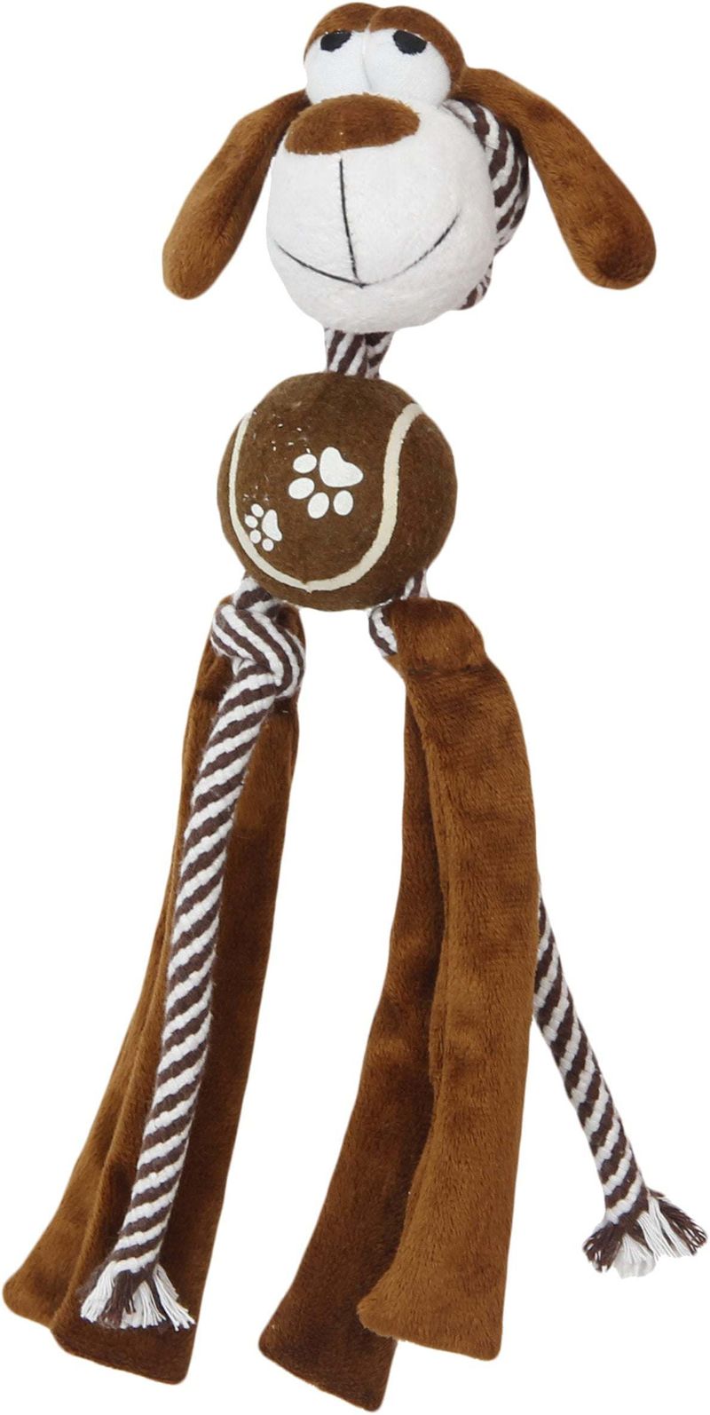 Pet Life 'Tennis Pawl' Rope Squeaker and Crinkle Tennis Dog Toy_voghion.com