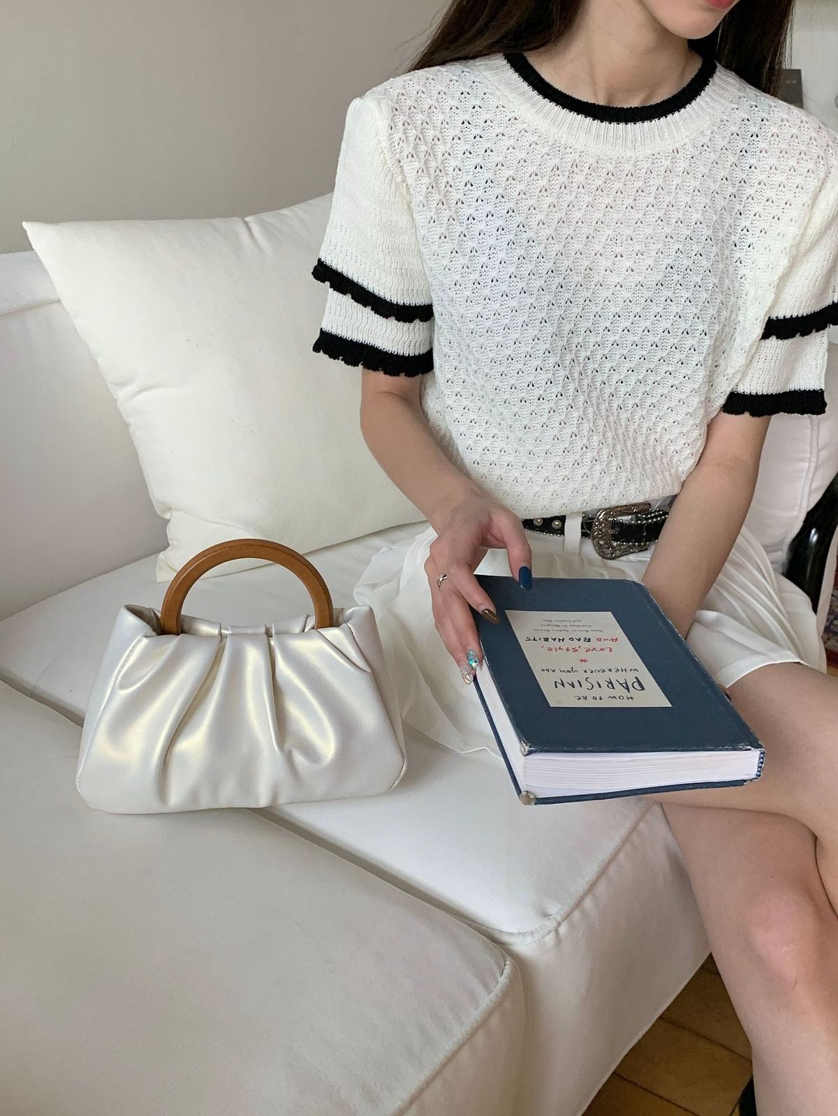 Handheld Cloud für Damen 2024 Neue perlweiße Umhängetasche mit Plissee für Mädchen, modische und elegante Damentasche_voghion.com