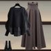 Women's Clothing Autumn Suits Large Size Two Piece Tops Temperament Slim Skirt Two Piece Suit_voghion.com