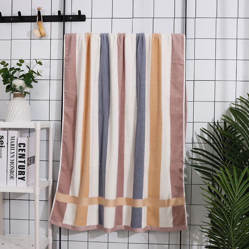Extra Large & Thick 32-Ply Cotton Bath Towel - 80x160cm (Color Striped Super Soft & Highly Absorbent Big Loop Design)​_voghion.com