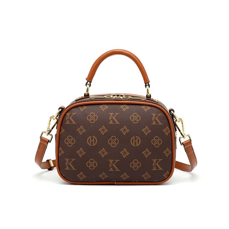 Klassische Handtasche, neue, einfache, vielseitige kleine, runde Tasche, große Kapazität, doppellagige Schulter-Umhängetasche_voghion.com