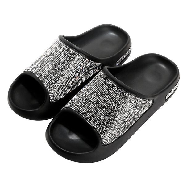 Damen-Hausschuhe mit glänzenden Strasssteinen – Hausschuhe für drinnen_voghion.com