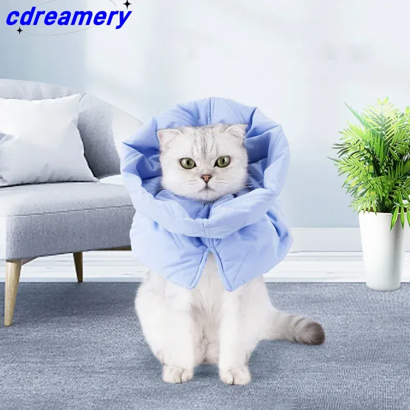 Elisabethanisches Halsband für Katzen, Heilungsschutzkragen, Genesungskragen für nach Operationen, verstellbarer Wundheilungs-Halskegel für Haustiere_voghion.com