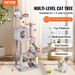Cat Tree 56.2' Cat Tower With Cat Condo Sisal Scratching Post Light Grey_voghion.com
