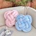 Knotted Rope Pillow - Minimalist Woven Decorative Cushion For Sofa/Bed/Window Seat (Solid Color Handmade Danish Ball Design16x16 Inches)_voghion.com