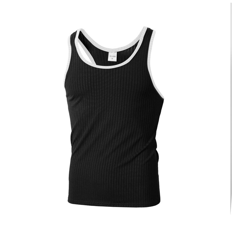 Herrenbekleidung Sommer Gestrickte Vertikale Streifen Fitness Sport Schlanke Weste_voghion.com