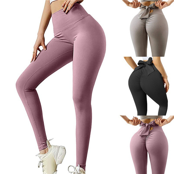 Women's High-Waist Double-Sided Brushed Yoga Pants – Butt-Lifting, Breathable & Ultra-Stretchy With Bow Detail (S-5X, Multiple Colors)​_voghion.com