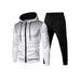 Cross-border New Autumn And Winter Hooded Sports Suit Casual Simple Polka Dot Design Zipper Cardigan Solid Color Sweatpants_voghion.com
