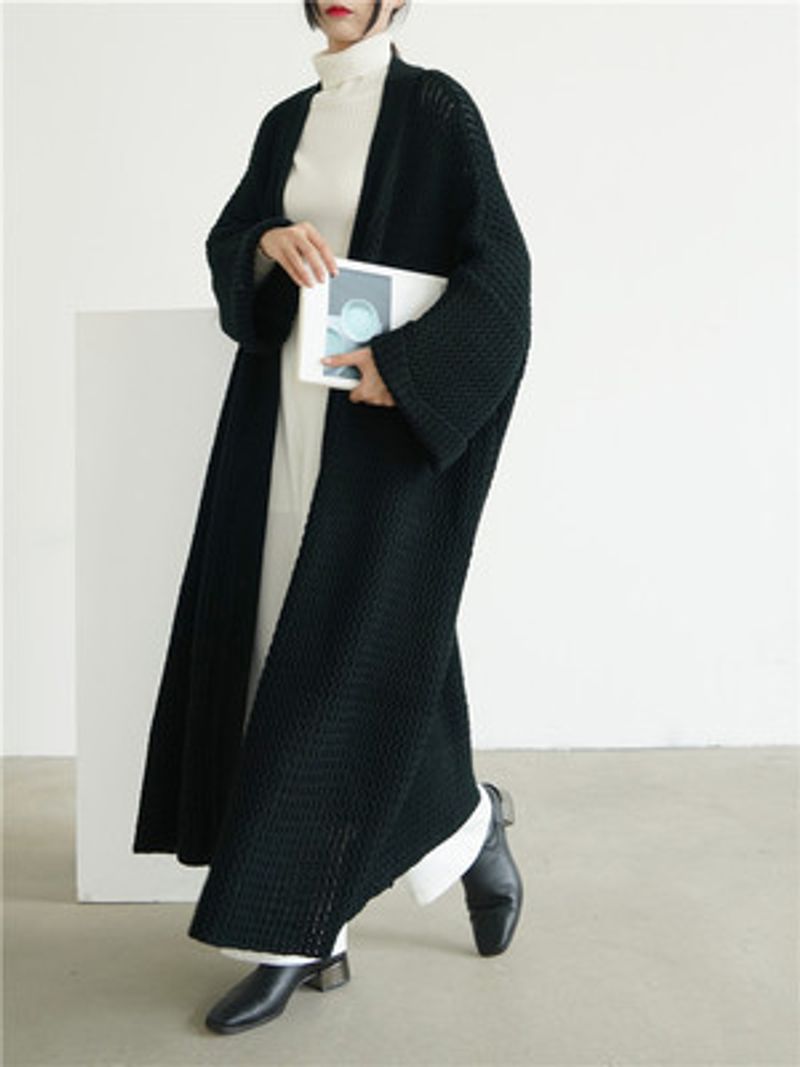 Women's Clothing loose thick line large size retro sweater coat knitted sweater women long sweater cardigan_voghion.com