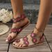 Damenschuhe Römische Ethnische Blume Strand Flache Sandalen Große Größe_voghion.com