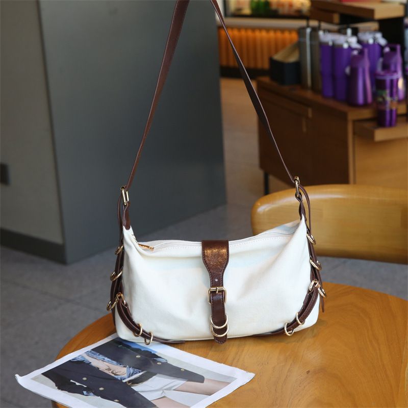 Canvas Dumpling Fashion Shoulder Splicing Small Design Women's Bun Versatile Commuting Ins New Style_voghion.com
