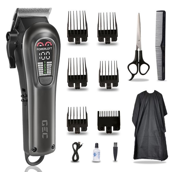 Tondeuse à cheveux avec écran LED - Réglage de la puissance à cinq vitesses et tondeuse électrique frontale_voghion.com