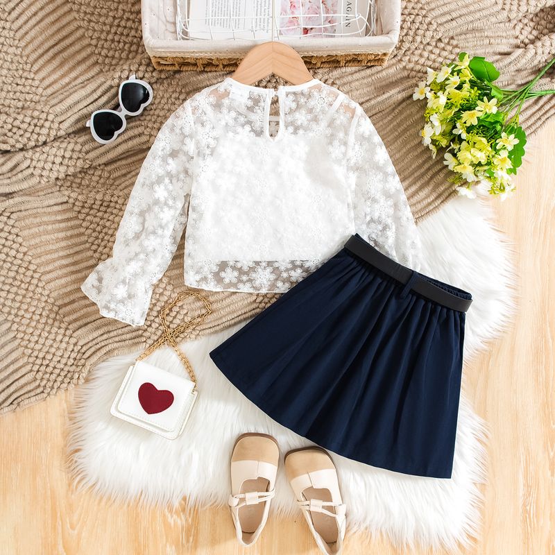 Kids’ Clothing spring and autumn new fashion girl suit long sleeved top suspenders inner pleated skirt three piece suit_voghion.com