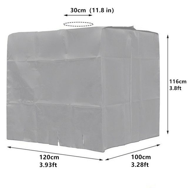 Sudraba UV pārklājs ir piemērots 1000L IBC konteinera alumīnija folijas ūdensnecaurlaidīgam un putekļu necaurlaidīgam pārsegam lietus ūdens tvertnes audumam_voghion.com