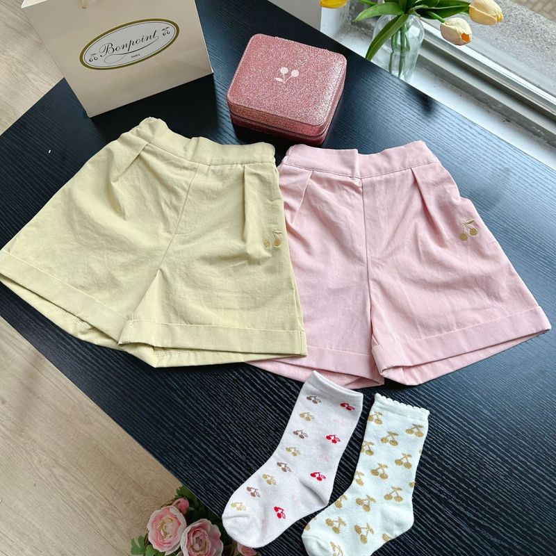 24 Year Spring/Summer Cherry Collection Children's Water Washed Soft Shorts (Paired with Windbreaker and Short Sleeves)_voghion.com