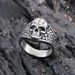 Anello teschio in stile punk per uomo, stile vintage gotico, in acciaio inossidabile, con fascia per la testa a forma di scheletro, design unico e strutturato_voghion.com