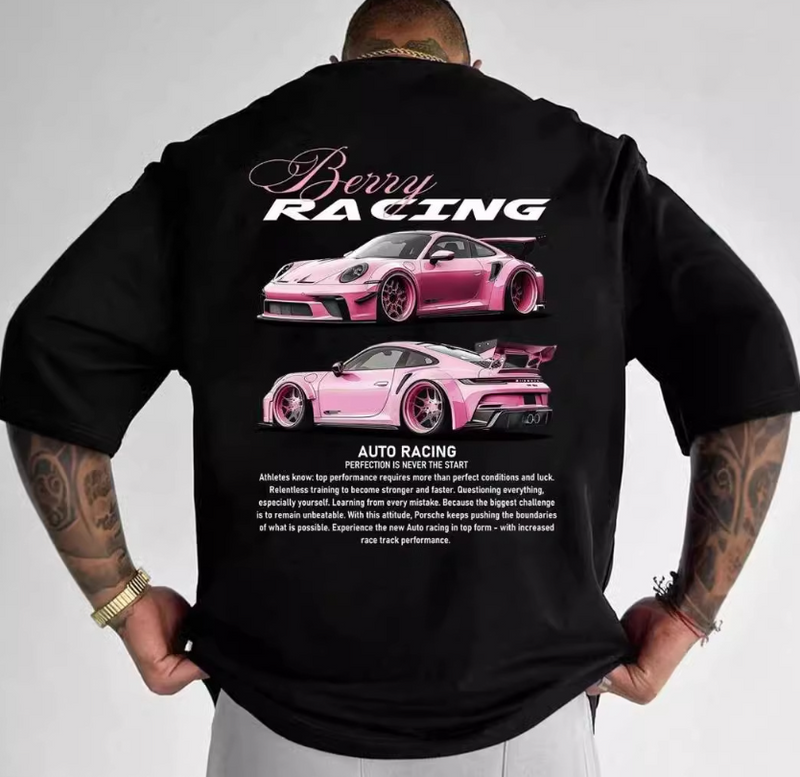 Vīriešu 220GSM kokvilnas t-krekls - GTR Racing T-krekls ar grafikas apdruku | Automotive Streetwear Essential_voghion.com