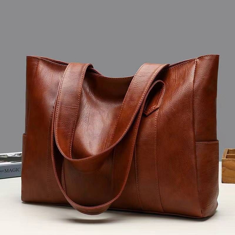 Bolso grande para mujer, nueva versión coreana del Joker Tote de gran capacidad, bolso de mano de cuero suave, bolso de hombro._voghion.com
