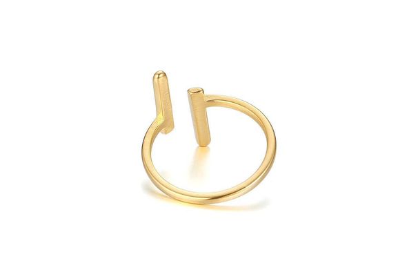 Gioielli da donna, anello geometrico a T, minimalista, chic, stile francese, anello impilabile in acciaio inossidabile, per l'uso quotidiano, gioielli alla moda chic francese_voghion.com