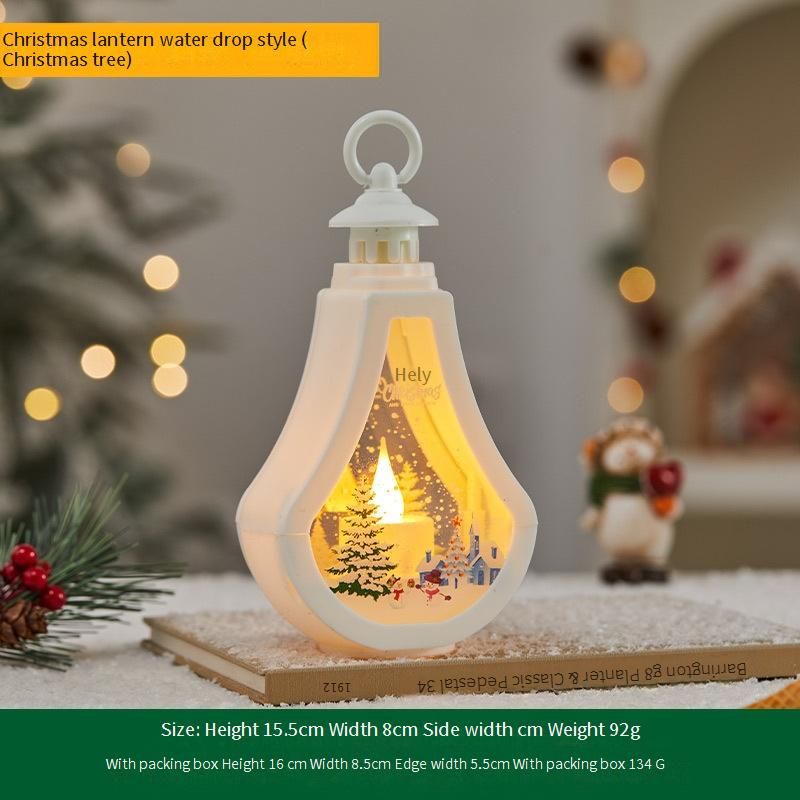 Christmas Teardrop LED Lantern - Flameless Candle With Holiday Designs (Santa/Reindeer/Tree/Snowman) For Cozy Home Decor & Photo Props_voghion.com