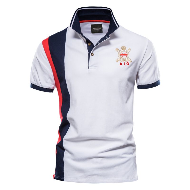 Tricou polo din bumbac pentru bărbați, cu rever, sport, la modă, casual, brodat, cu mânecă scurtă_voghion.com