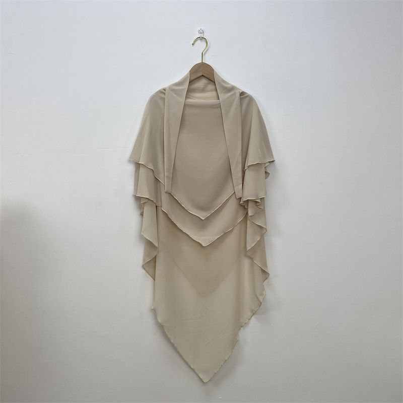 Einfarbiges Chiffon-Kopftuch Einfarbiges doppellagiges großes Kopftuch_voghion.com