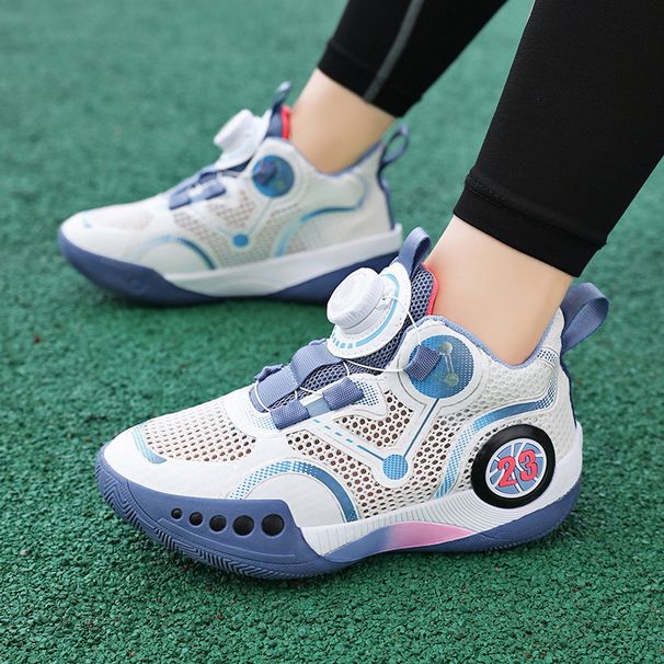 Boys' Sneakers Sports Rotating Buckle Youth Breathable Mesh Shock Absorption Children's Basketball Shoes Students_voghion.com
