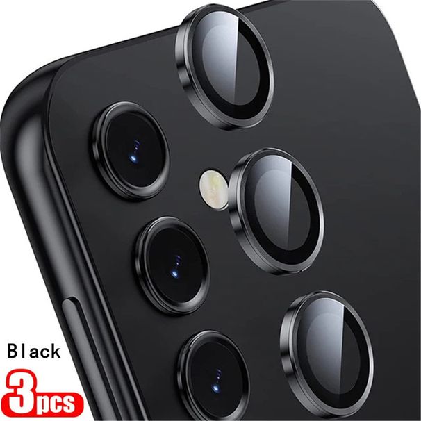 3 Stück/1 Satz metallisch glänzende Objektivschutzabdeckung für Samsung Galaxy S25 Plus S23 FE S24 A15 A35 A55 Vollschutzkamera_voghion.com