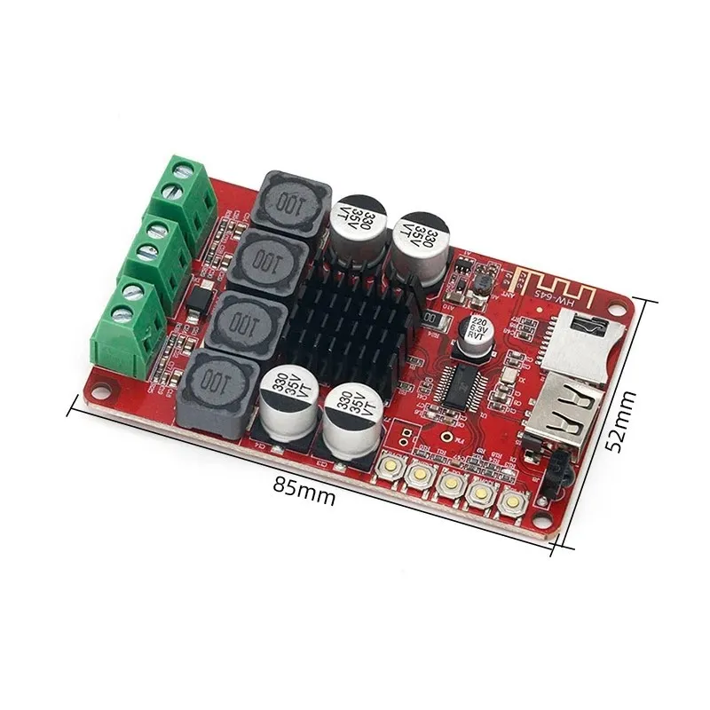 TPA3116 2 * 50W Dual-channel Bluetooth Receiver U Disk TF Card Decoding, Stereo Power Amplifier Board Module_voghion.com