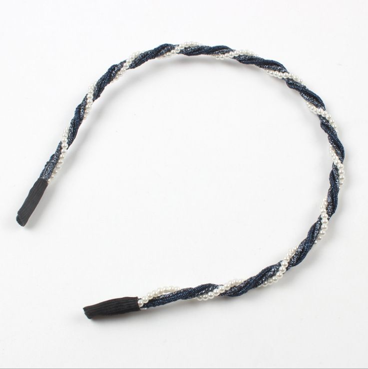 Fashionable And Simple Pearl Fried Dough Twists Gold Thread Temperament Clip Women's Versatile Net Red Wash Face Press_voghion.com