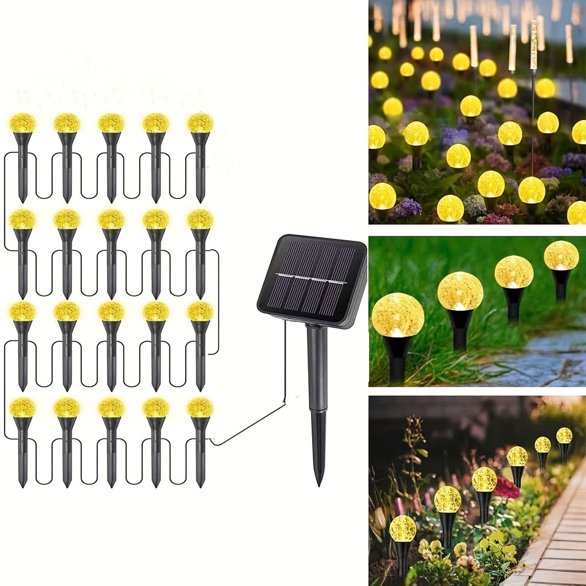 Solar Acrylic Bubble Ball Garden Lights – Waterproof Outdoor LED String Lights For Lawns, Patios & Pathways (Warm White/Color Changing 6-12H Runtime)_voghion.com