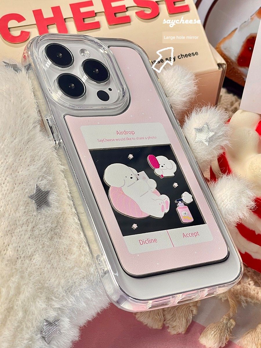 Unbeatable Quality Saycheese Soft Tissue Joint Name Lying Flat Dog Pink Cute Ins Style Edge Covered Mirror Drop-Resistant Mobile Phone_voghion.com