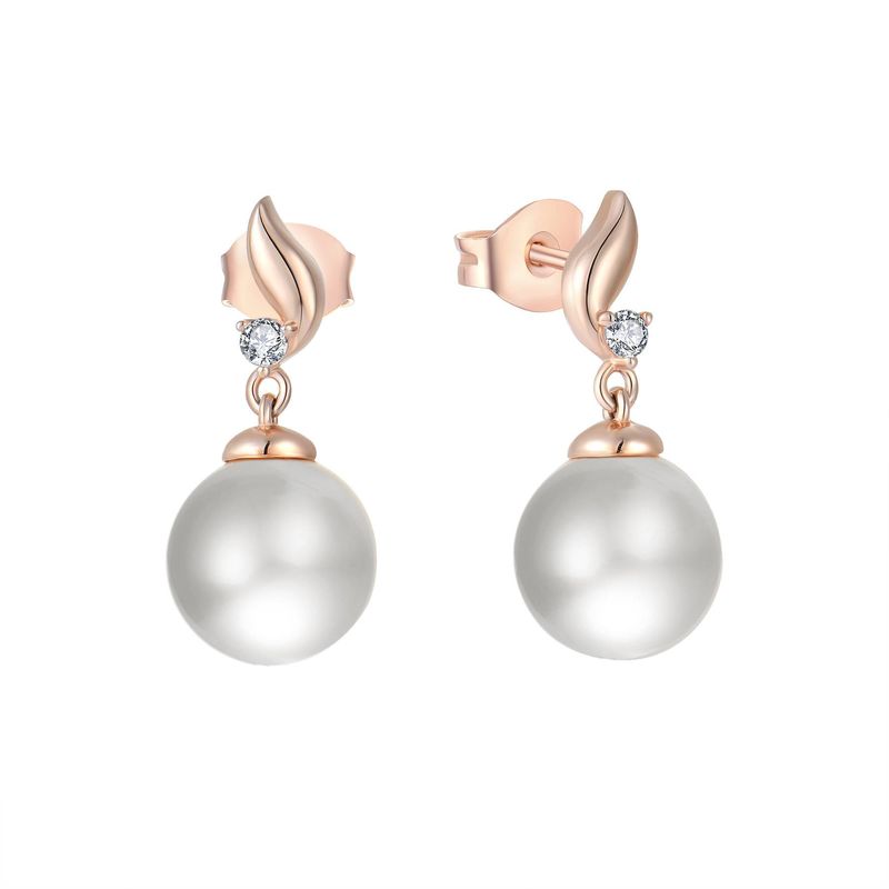 Conjunto de dos piezas de pendientes y collar de perlas, accesorios de plata de ley S925 para mujer, joyería de moda_voghion.com
