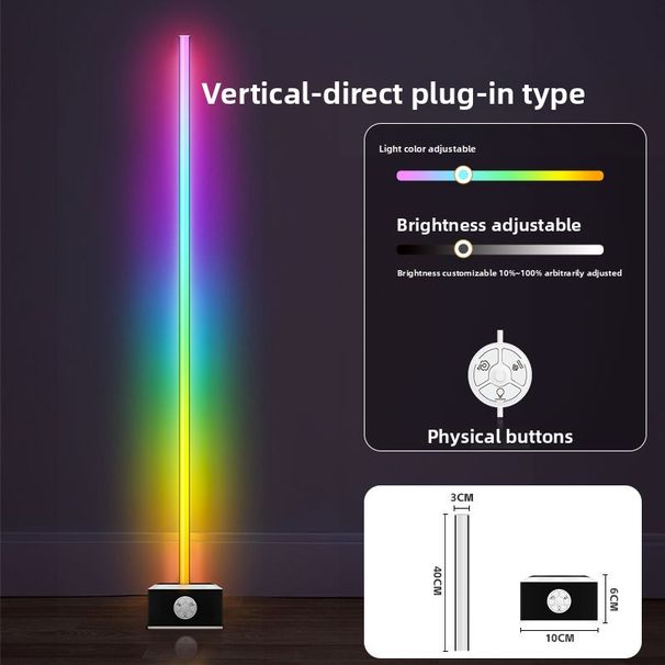 RGB LED Corner Floor Lamp With Music Sync - Modular Smart Night Light For Living Room Bedroom & Gaming Setup (Dimmable Voice Control)_voghion.com