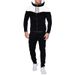 Slim Fit Panel Kapuzenpullover Lässige Sporthose Herren Set Individuell_voghion.com