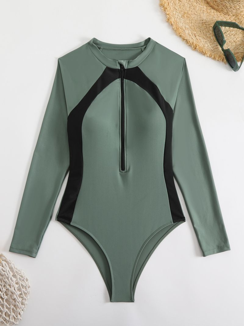 Traje de baño de una pieza ajustado y ajustado con cremallera, estilo europeo y americano, nuevo, 2025_voghion.com