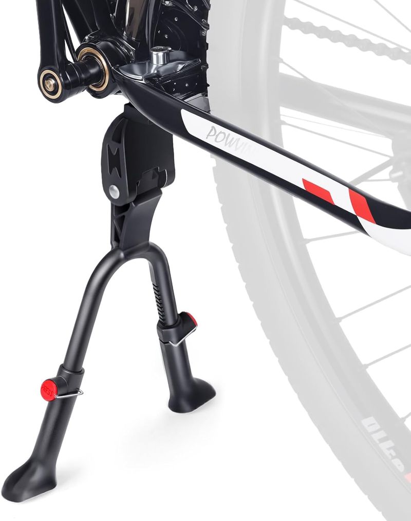 Bike Kickstand Adjustable Aluminium Alloy Stationary Bike Stand ,Double Leg Non-Slip Center Mount Kickstand For Fit 24-29inch Heavy-Duty Cargo Bike_voghion.com