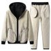 Cross-Border Exclusive Sweatshirt Plus Size Winter Warm Hooded Casual Men's Lamb Wool Sports Set_voghion.com