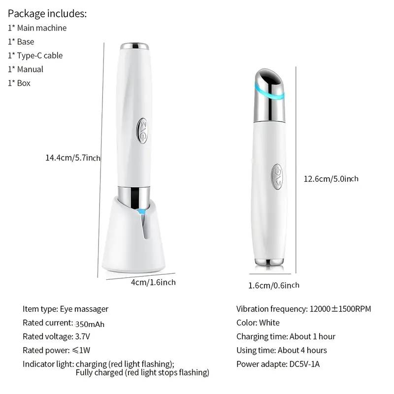 Portable Eye Beauty Instrument With Heating, Suitable For Eyes And Lips, Massage Pen, Vibration Introduction Instrument, Remove Dark Circles And Eye Wrinkles Instrument_voghion.com