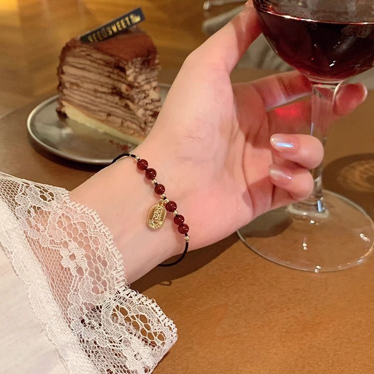 Chinese New Year red string red agate bracelet girls black string bracelet light luxury niche bracelet girlfriends zodiac year_voghion.com