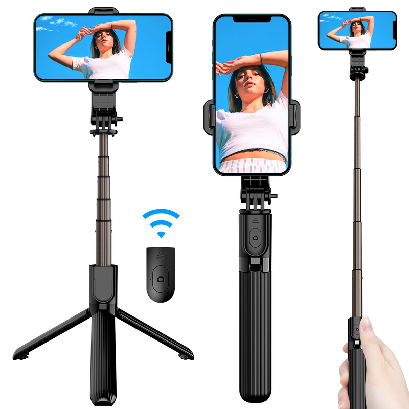 Handy-Selfie-Stéck Stativ Aluminiumlegierung Selfie-Stéck mat drahtloser Fernbedienung Smartphone Stativ_voghion.com