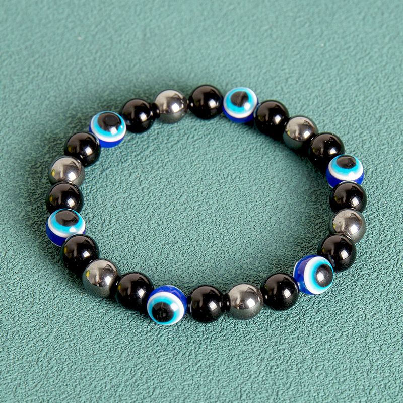 Evil Eye Magnetic Obsidian Single Circle Beaded Bracelet_voghion.com