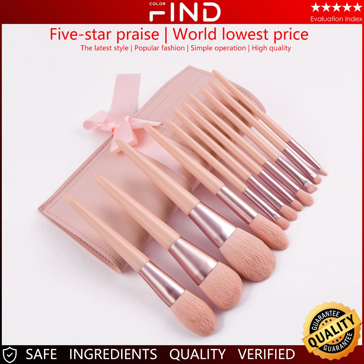 11 roze make-up kwastenset met make-up kwasten tas FINDCOLOR om cadeau te doen voor thuisgebruik_voghion.com