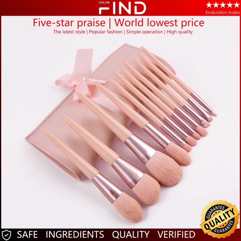 11 rosa Make-up-Pinsel-Set mit Make-up-Pinsel-Tasche FINDCOLOR zum Verschenken für den Heimgebrauch_voghion.com