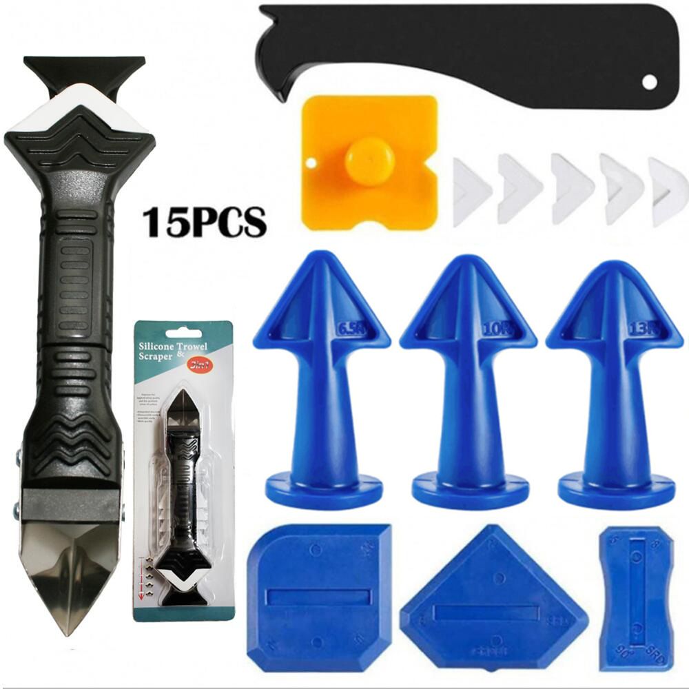 15-Piece Silicone Nozzle Caulking Tool Kit - 3-in-1 Metal Scraper, Soft Tips & Sealing Spatulas For Professional-Grade Gap Filling_voghion.com