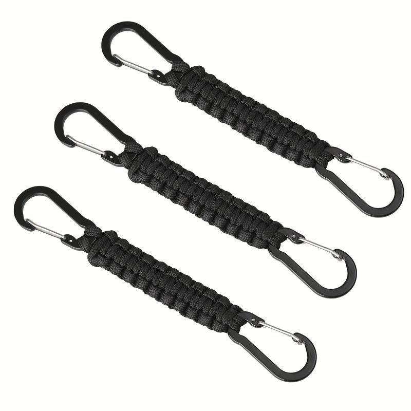 3-piece Set Of Keychain With Hiking Buckle Clip, Small Hiking Buckle Clip D-ring Hanging Rope Hook_voghion.com